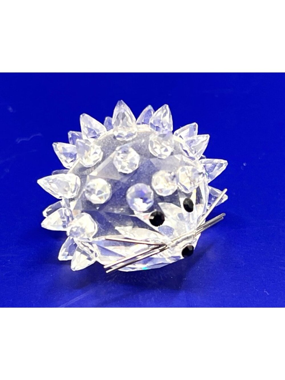 Swarovski Crystal Mini Hedgehog Metal Whiskers Black Crystal Eyes Nose 3/4”
